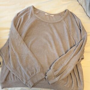 Soft Ribbed Long-Sleeve Sweater - grey